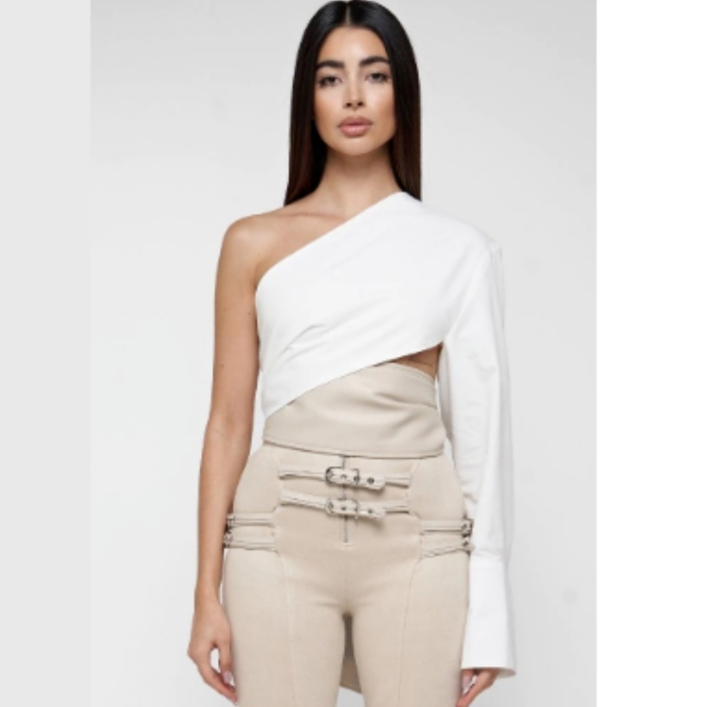 Maniere De Voir One sleeve wrap top
